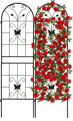 Obrázek produktu pro Relaxdays opěrná mřížka, sada 2 ks, V x Š: 180 x 50 cm, kov, opora pro popínavé rostliny, zahrada, opora pro růže, černá