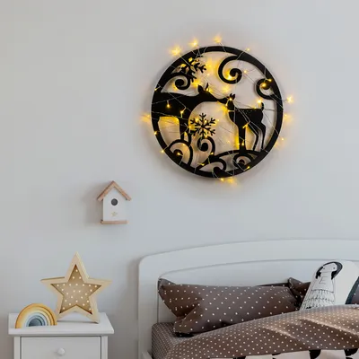 Immagine prodotto di Wallity, XMASBLACK - 029, Scultura da parete, Nero, 100 % METALLO, 60 x 60 cm