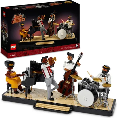 Produktbild von LEGO Ideas Jazz-Quartett, Set für Erwachsene, Geschenk für Musikliebhaber mit Band Figuren und Klavier, Kontrabass, Trompete & Schlagzeug 21334