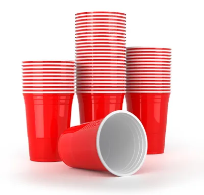 Partybecher-Set 50er – Rote Plastikbecher 473 ml, spülmaschinenfest