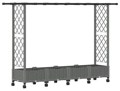 Imagen del producto de Cama elevada con trellis y techo Gris Claro 203 x 40 x 127 cm