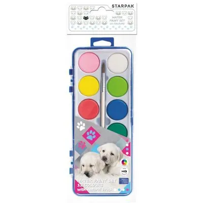 Imagen del producto de Pinturas de acuarela con pincel, 12 colores, marca Doggy