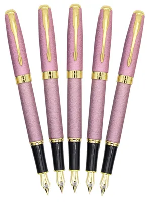 Füllfederhalter-Set, Metall, Medium, mit Konverter, 5 Stück, rosa