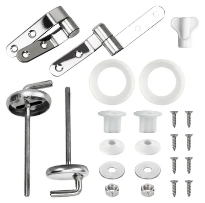 Produktbild von WC-Sitzscharniere 2 Stück - Universal WC-Sitz Scharnier Set - WC-Sitz Befestigung - Montageset für Toilettensitze - Ersatzscharniere mit Schrauben