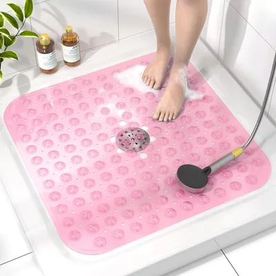 Produktbild von Duschmatte rutschfest 53x53cm mit Saugnäpfen BPA Frei Maschinenwaschbar Rosa