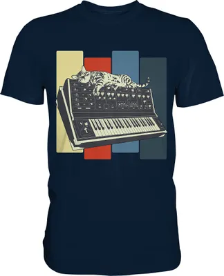Produktbild von Modular Synthesizer Keyboard Vintage Analog Katze T-Shirt – Navy / 5XL
