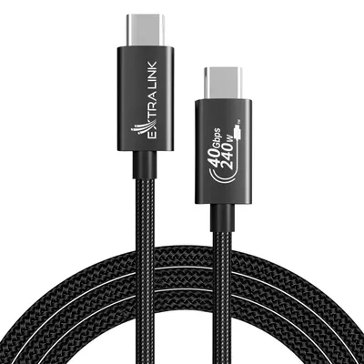 Produktbild von Extralink USB-C auf USB-C Kabel 240W 40Gbps 2m Schwarz