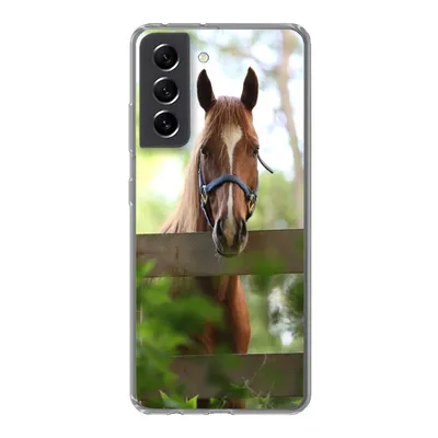 Produktbild von MuchoWow® Handyhülle Schutzhülle Hülle für Samsung Galaxy S21 FE Pferd - Natur - Zaun Silikon Softcase Handy Hülle - Mobiltelefonhülle
