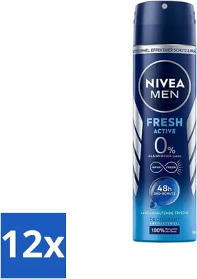 Obrázek produktu pro Nivea Men Deodorant ve spreji - Fresh Active - 48 hodinový účinek - 150 ml - hodnotné balení - 12 kusů