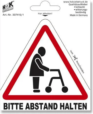 Produktbild von PVC- Rollator- Aufkleber - Bitte Abstand halten - 307415-1 - Gr. ca. 108x 108 mm