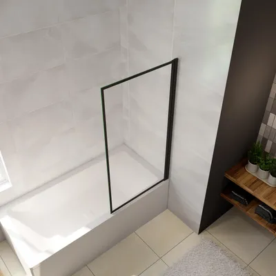 Produktbild von AICA Schwarz Badewannenaufsatz 70cmx140cm Faltwand 4mm ESG-glas Badewanne Duschabtrennung Badewannenfaltwand Duschwand