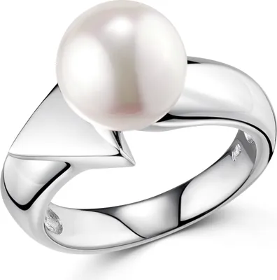 Produktbild von MATERIA Damen Perlenring Solitär Pfeil 925 Silber mit Perle weiß rhodiniert inklusive Ringbox #SR-101