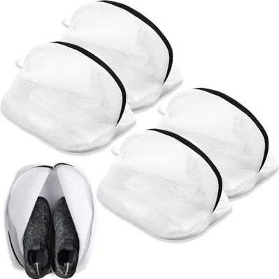 Produktbild von Schuhe Wäschebeutel, 4 Stück Wäschenetze Wäschesack BH Wäschenetz Schuh-Wäschebeutel mit Reißverschluss Wäschesack für Waschmaschine für Unterwäsche, Babywäsche, Socken, Sneaker, BH Socken