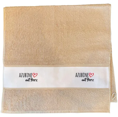 Produktbild von Huuraa Handtuch Azubine mit Herz 50x100cm Sand Baumwolle Handtuch Geschenkidee