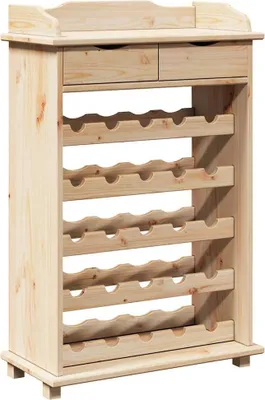 Image de vidaXL Casier à bouteilles Naturel 58 x 28 x 90 cm Bois de pin massif