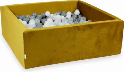 Immagine prodotto di Piscina di palline 600 pezzi 110x110x40 Velluto oro: bianco, grigio, trasparente