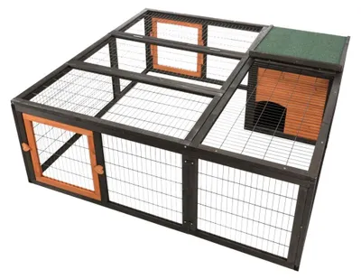 Produktbild von TRIXIE Freilaufgehege mit Abdeckung - schwarz/braun - 150 × 53 × 150 cm