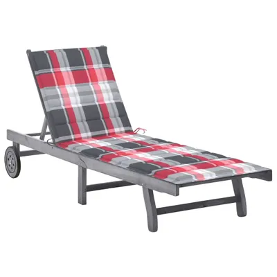 Image de vidaXL Chaise longue avec support Gris acacia bois massif