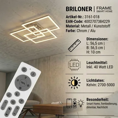 Produktbild von Deckenleuchte Briloner Deckenlampe LED 40W SmartHome Fernbedienung