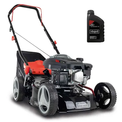 Produktbild von Scheppach Benzin Rasenmäher MP132-42 | Schnittbreite 42cm | 3,4PS | Stahlgehäuse | Reinigung | 45L | Höhenverstellung 7 Stufen (25-75mm) | inkl. Öl