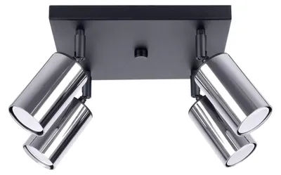Zdjęcie produktu dla Plafon WINX 4 czarny/chrom 4xGU10 10W stal 19x25x25cm Sollux Lighting