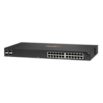 A Hewlett Packard Enterprise Aruba 6100 24G 4SFP+ Managed L3 Gigabit Ethernet switch is shown against a white background.