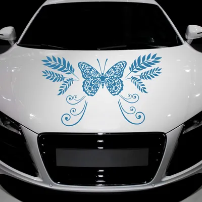 Produktbild von Aufkleber - Autoaufkleber "Butterfly Ranke" 90cm x 53cm hellblau - Tuning Carystyling Heckscheibe Auto