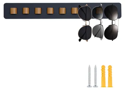 Brillenhalter 40 cm Wandmontage 9 Fächer Schwarz