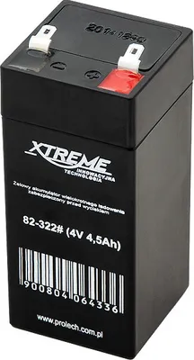 A black gel battery with labels and a barcode.