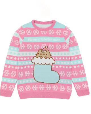 Image de Pusheen - Sweat-shirt pour fille - design de Noël NS7494 (146-152) (Rose/Bleu)