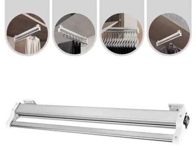 Produktbild von Teleskop Hosenbügel - Ausziehbare Kleiderschrank Kleiderstange - 54,2–110 cm - Tragkraft 25 kg - Stahl, Edelstahl, ABS - Antirutsch Design - Schrankmontage - Silber