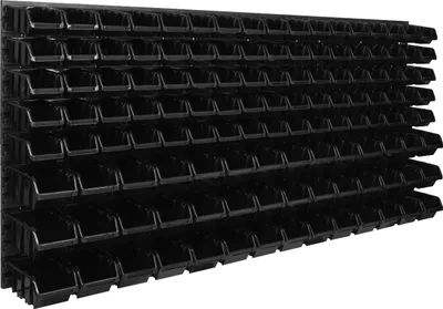 Image de Panneau d'outils mural 173,4 x 78 cm avec 130 pcs. Boîtes suspendues rouges et noires Boîtes empilables