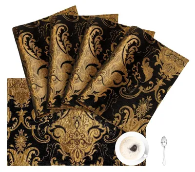 Immagine prodotto di Set di 4 tovagliette, tessuto jacquard, lavabili, 30x45 cm, colore nero