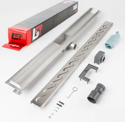 Produktbild von Duschrinne Wellen 900 x 70 mm höhenverstellbar Bodenablauf Duschrost Duschgitter