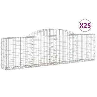 Produktbild von Gabionen mit Hochbogen 25 Stk. 300x30x80/100cm Verzinktes Eisen