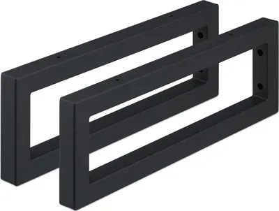 Image de Console murale Relaxdays, lot de 2, 45 cm, acier, support d'étagère pour lavabo et étagère murale, console rectangulaire, noir
