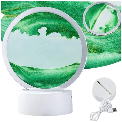 Productafbeelding van 3D-zandlamp met dynamisch zand. Glasdiameter: 16 cm