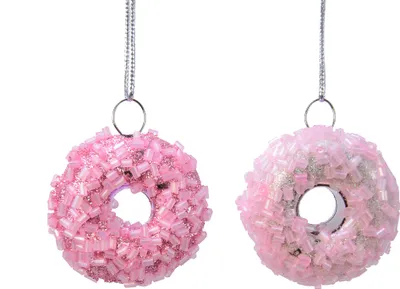 Produktbild von Christbaumschmuck Mini Donut Kunststoff 4cm rosa / pink 1 Stück sort.