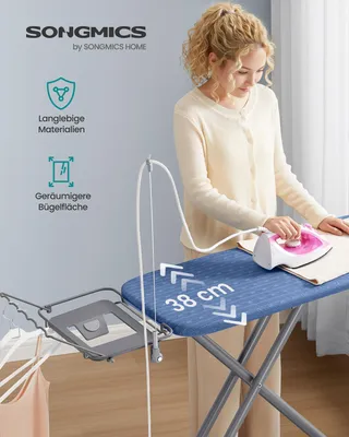 Produktbild von SONGMICS Bügelbrett, Bügeltisch höhenverstellbar, klappbar, mit Kabelhalter