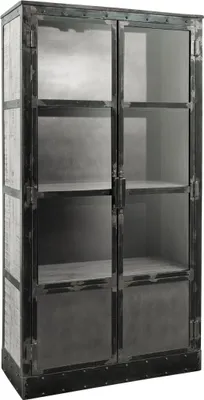 Produktbild von MASSIVMOEBEL24.DE Vitrine Mango 92x40x185 grau lackiert HEAVY INDUSTRY #143