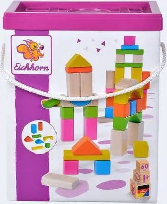 Produktbild von Eichhorn 30 Holzbausteine bunt + 30 natur 25mm Box