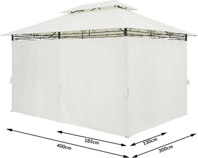 Image de CASARIA® Pavillon de jardin 3x4m Topas métal hydrofuge protection UV 50+ parois latérales robuste tonnelle de jardin extérieur pergola tente crème