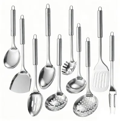 Produktbild von 10-teiliges Küchenutensilien-Set aus Edelstahl, spülmaschinenfest
