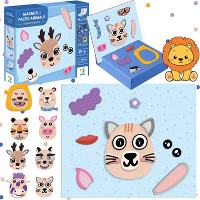 Immagine prodotto di Gioco educativo magnetico "Facce di animali" - Set di 77 magneti colorati per imparare e giocare