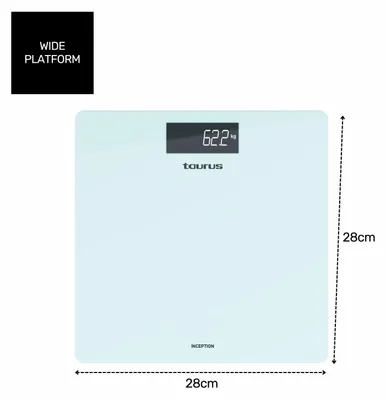 Productafbeelding van Taurus Inception, elektronische personenweegschaal, 180 kg, lichtblauw, 3 kg, kg / lb, vierkant