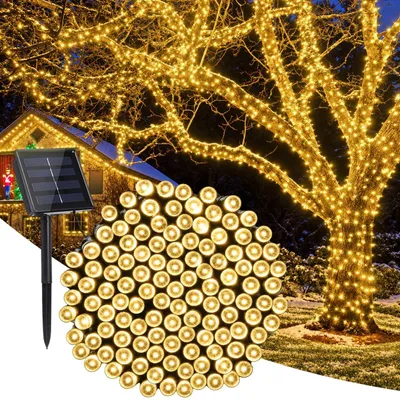 Solar-Lichterkette 20 m, 200 LED, warmweiß, Außenbeleuchtung