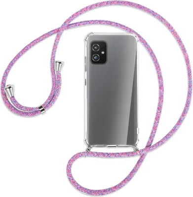 Produktbild von Handykette Backcover-Schutzhülle mit Band (Metall silberfarben) für Asus Zenfone 8 - lila/rosa/blau