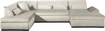 Image de Lisa Design Vermont - canapé panoramique d'angle gauche - 7 places - XXL - en velours , Beige