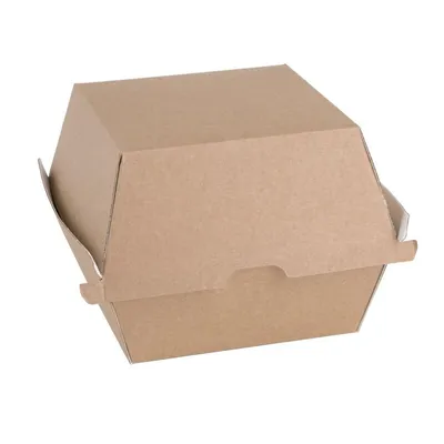 Immagine prodotto di Scatole per hamburger compostabili Fiesta in carta kraft, formato grande 112 mm (150 pezzi)