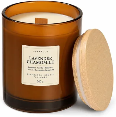Immagine prodotto di Candela profumata Lavanda e Camomilla, 340 g, cera di soia, ideale per il relax